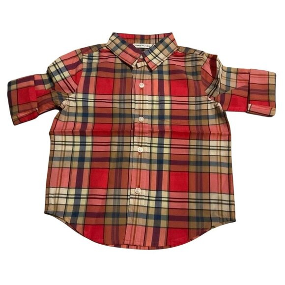 Janie & Jack Collared Plaid Collared Button Down Cotton Shirt Sz 2 Toddler Boys - Picture 1 of 5